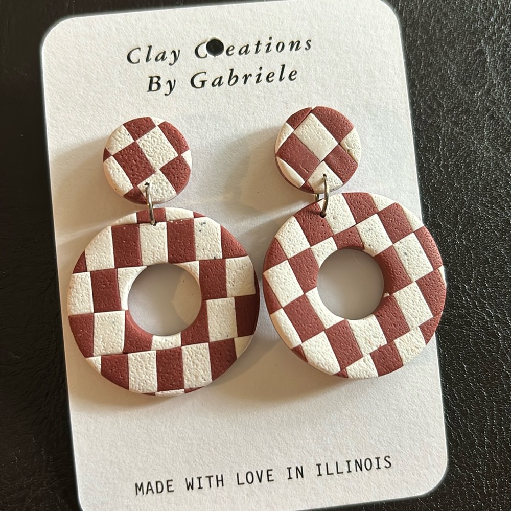 Handmade checkerboard earrings